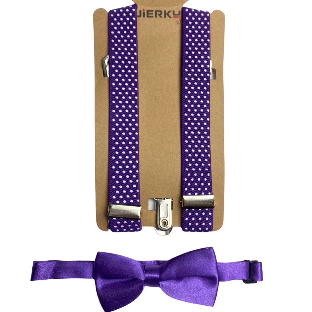 Purple Suspenders And Bow Tie Set